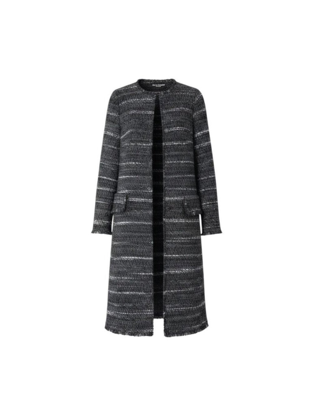 Dolce & Gabbana Collarless Tweed Coat Long Gray 38